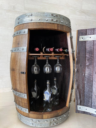 Full Home Bar Set #2 - Oak Wood Wine Barrels. wine barrel coffee table barrel glass top wine barrel glass top whiskey barrel glass top bourbon barrel glass top barrel coffee table barrel wine rack wine barrel table whiskey barrel whiskey barrel table wine barrel handma