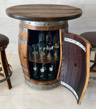 Full Multi-Use Bar Set - Oak Wood Wine Barrels. wine barrel coffee table barrel glass top wine barrel glass top whiskey barrel glass top bourbon barrel glass top barrel coffee table barrel wine rack wine barrel table whiskey barrel whiskey barrel table wine barrel handma