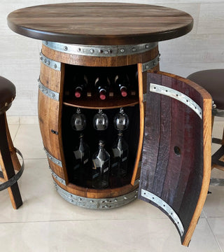 Full Multi-Use Bar Set - Oak Wood Wine Barrels. wine barrel coffee table barrel glass top wine barrel glass top whiskey barrel glass top bourbon barrel glass top barrel coffee table barrel wine rack wine barrel table whiskey barrel whiskey barrel table wine barrel handma