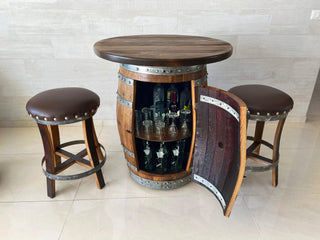 Full Multi-Use Bar Set - Oak Wood Wine Barrels. wine barrel coffee table barrel glass top wine barrel glass top whiskey barrel glass top bourbon barrel glass top barrel coffee table barrel wine rack wine barrel table whiskey barrel whiskey barrel table wine barrel handma