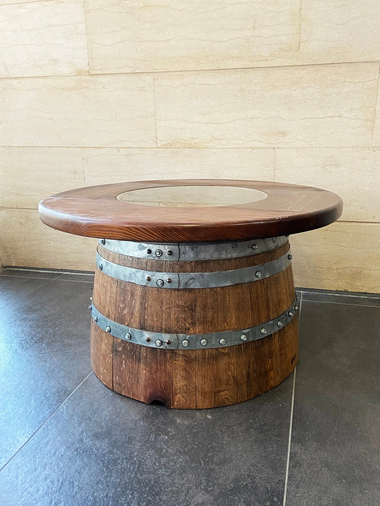 Creating-a-Houston-Cook-off-Vibe-with-Barrel-Furniture-As-Seen-in-Mo Oak Wood Wine Barrels