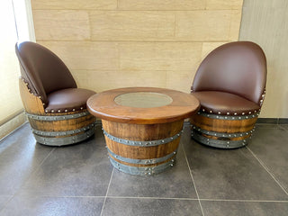 Half-Wine Barrel Coffee Table - Oak Wood Wine Barrels