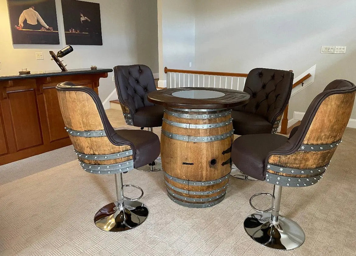 Wine Barrel Craftsman Furniture Wine Barrel Chairs And Table | The