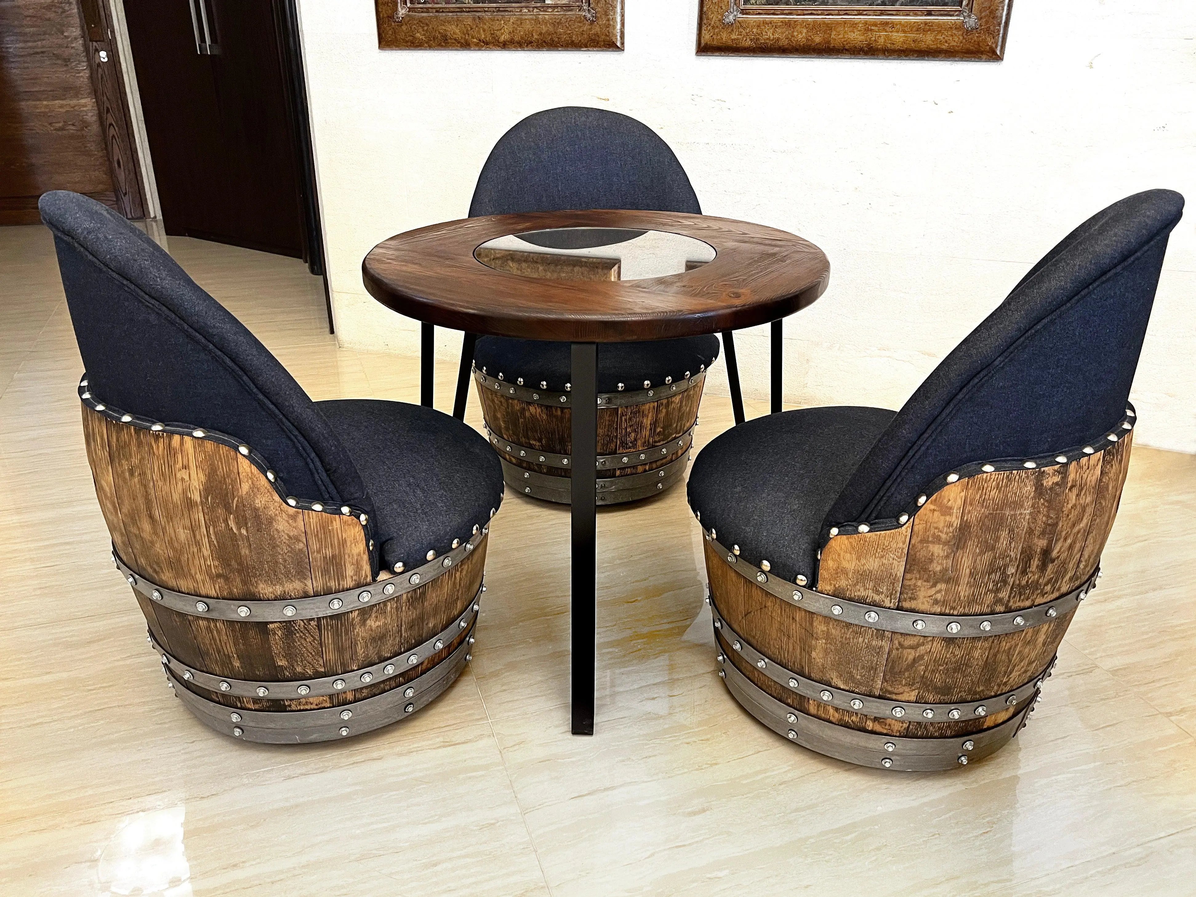 Wine on sale barrel couch