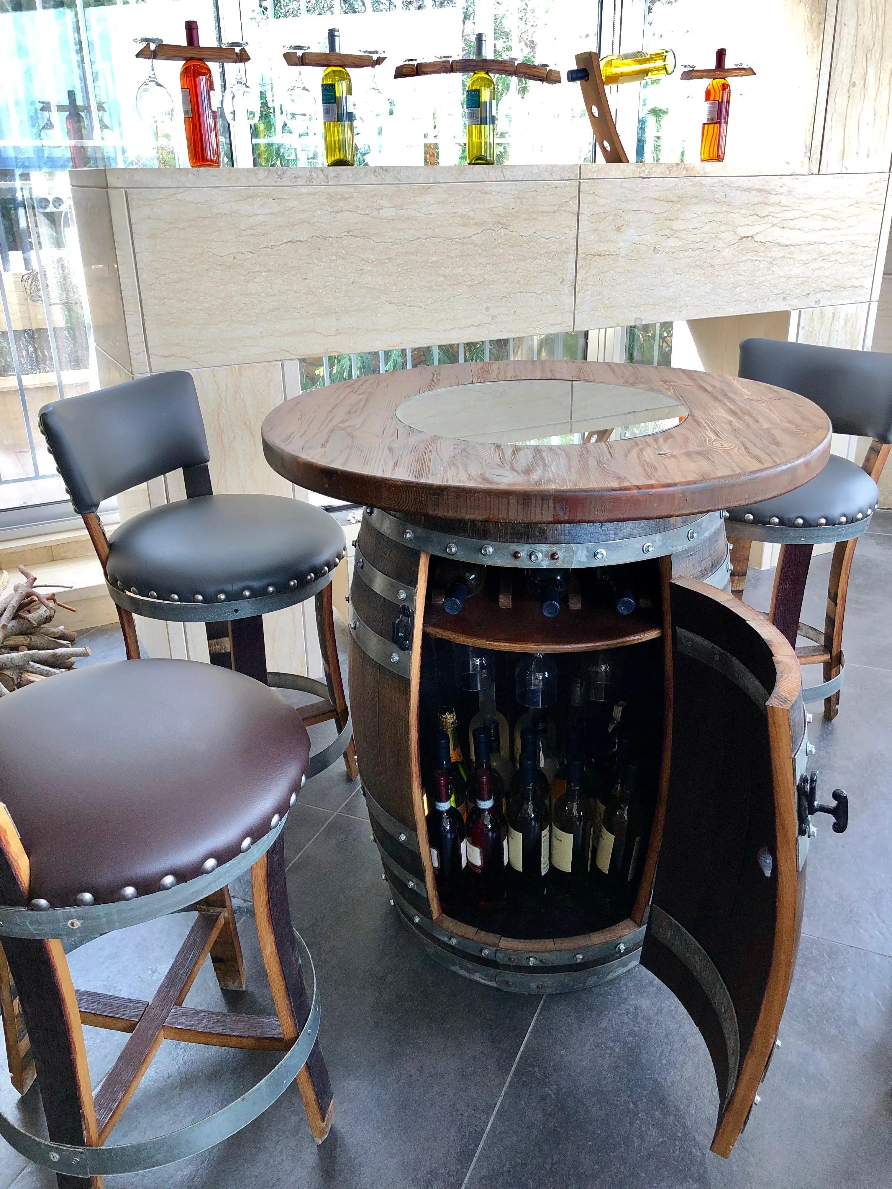 Barrel bar deals table and chairs