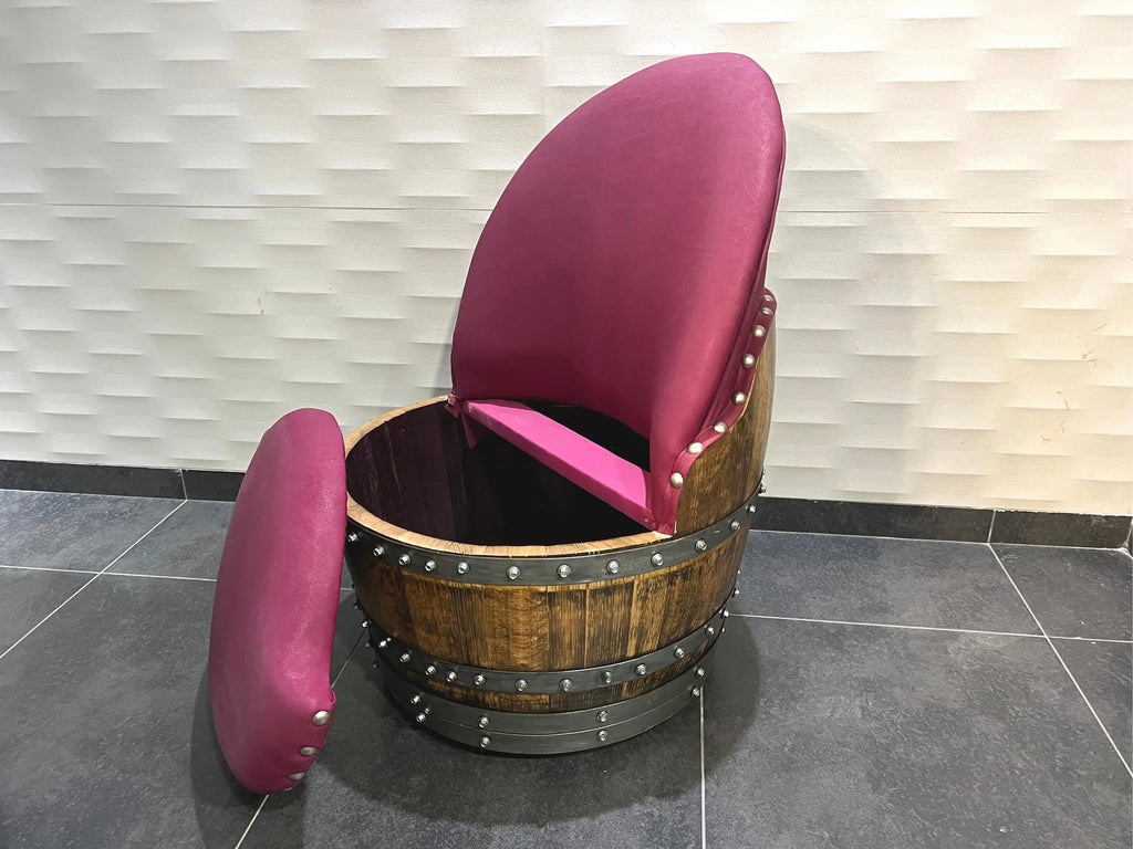Wine Barrel Chair Deep Burgundy - Oak Wood Wine Barrels