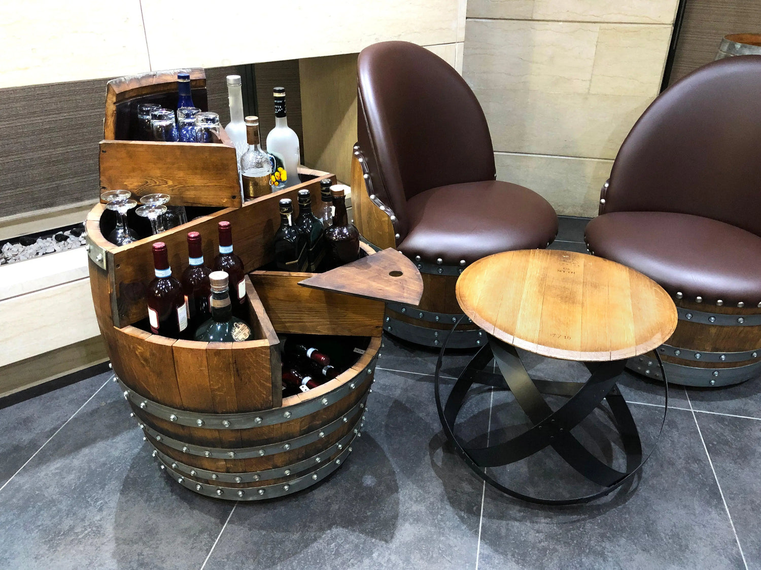 OBARREL Wine Barrel Top Shelf Bar - BARREL FURNITURE - Oak Wood Wine ...