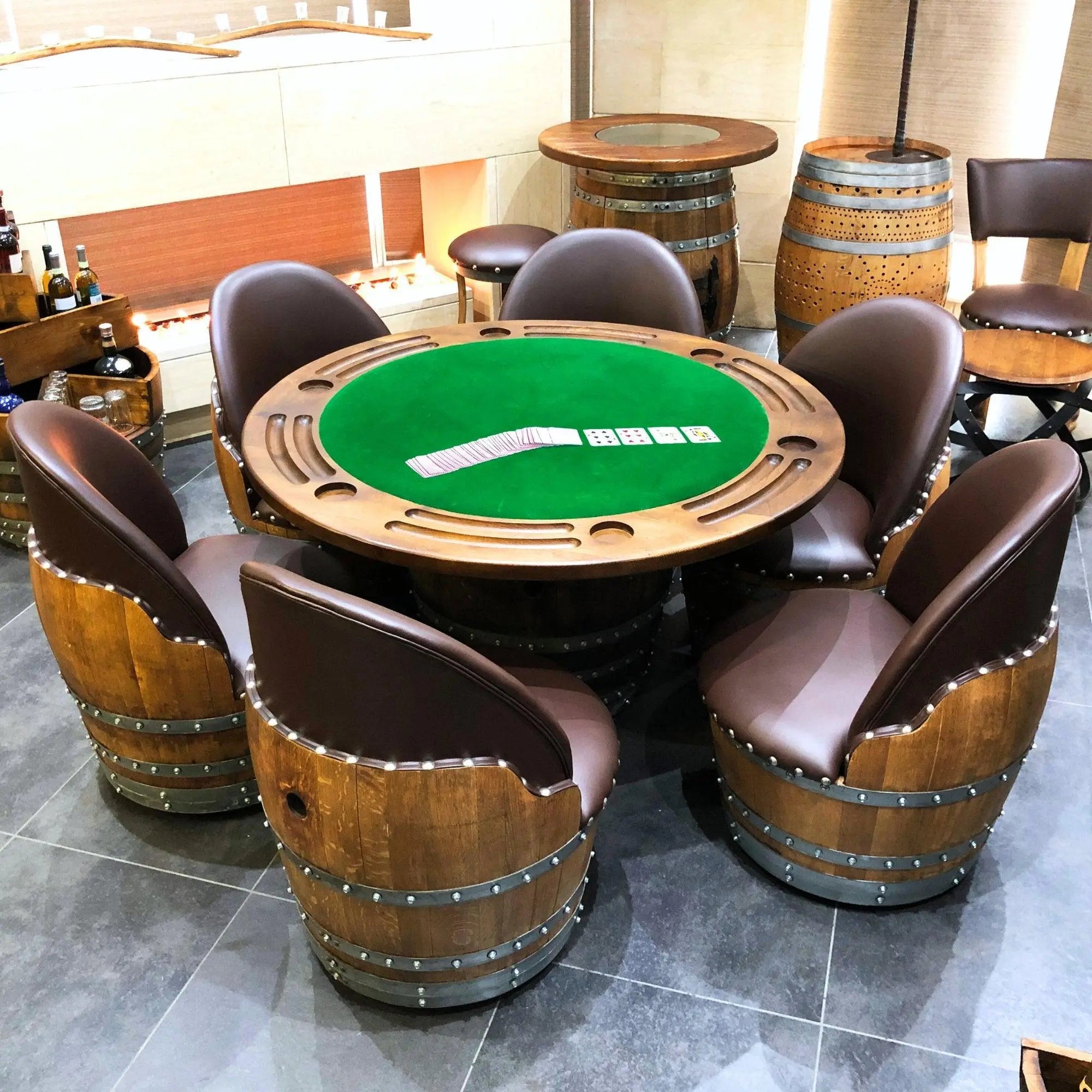 Oak Barrel Furniture Wine Barrel Furniture Poker Set Coffee Table Cabinet Whiskey Barrel Bourbon Barrel