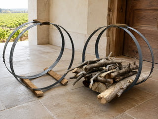 Whiskey & Wine Barrel Hoop Baskets — Hand-Bent Staves, Set of 2