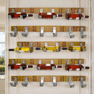 Whiskey & Wine Barrel Stave Wall Rack — 3-Bottle Display