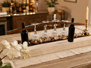 Whiskey & Wine Barrel Stave Stemware Rack — Holds 4 Glasses