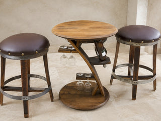 Whiskey & Wine Barrel Corner Bistro Table — 4-Glass Capacity