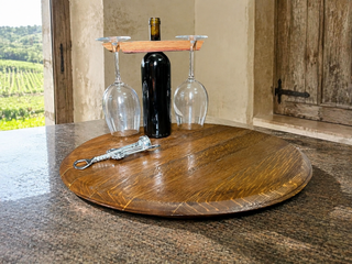 Whiskey & Wine Barrel Lazy Susan — Hand-Finished Rotating Server