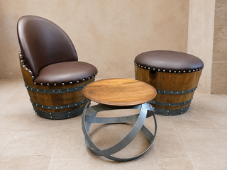 Whiskey & Wine Barrel Ottoman — Hidden Storage, Reclaimed Oak
