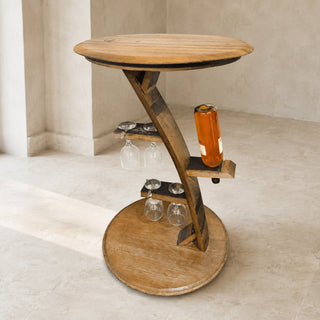 Whiskey & Wine Barrel Corner Bistro Table — 4-Glass Capacity