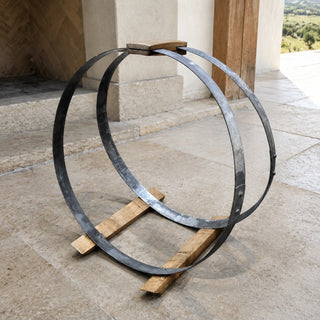 Whiskey & Wine Barrel Hoop Baskets — Hand-Bent Staves, Set of 2