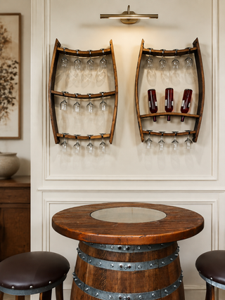 Whiskey & Wine Barrel Stave Trio Pack — Bottle & Glass Wall Racks