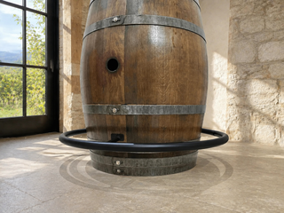 Whiskey & Wine Barrel Foot Rail — Solid Oak Staves, Fits 53–59 Gal Barrels