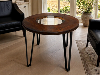Whiskey & Wine Barrel Steel-Leg Table Set — 4 Chairs, Modern Build