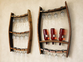 Whiskey & Wine Barrel Home Bar Set #2 — Bar Cabinet, Pub Table & Stools