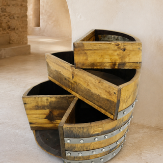 Whiskey & Wine Barrel Minibar Cabinet — Door Shelf, Reclaimed Oak