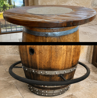 Whiskey & Wine Barrel DIY Bistro Kit — Table Top, Foot Rail & Stools