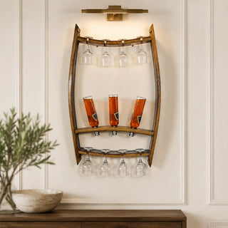 Whiskey & Wine Barrel Stave Trio Rack — Bottle Display, Wall Mount