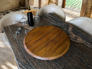 Whiskey & Wine Barrel Lazy Susan — Hand-Finished Rotating Server
