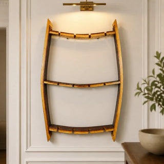 Whiskey & Wine Barrel Stave Trio Rack — Glass Display, Wall Mount
