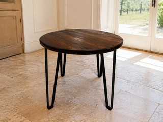 Whiskey & Wine Barrel Steel-Leg Table Set — 4 Chairs, Modern Build