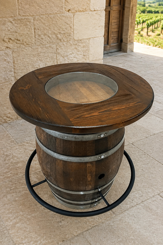 Whiskey & Wine Barrel Foot Rail — Solid Oak Staves, Fits 53–59 Gal Barrels