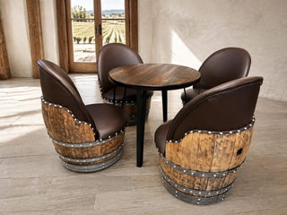 Whiskey & Wine Barrel Steel-Leg Side Table — Glass-Free Oak Top