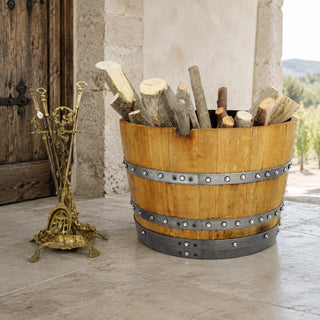 Whiskey & Wine Barrel Half-Barrel Planter — Multi-Use, Wine-Stained Oak