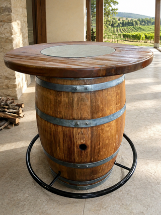 Whiskey & Wine Barrel Foot Rail — Solid Oak Staves, Fits 53–59 Gal Barrels