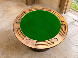 Whiskey & Wine Barrel Game Table Set — Poker Top and Dining Top Included, 6 Chairs (October Pre-Order)