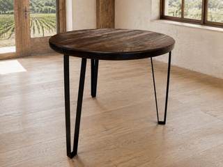 Whiskey & Wine Barrel Steel-Leg Side Table — Glass-Free Oak Top