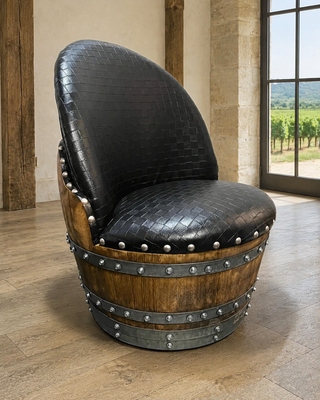 Whiskey & Wine Barrel Steel-Leg Table Set — 3 Chairs, Modern Build