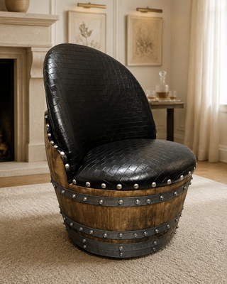 Whiskey & Wine Barrel Coffee Table Set — 4 Chairs