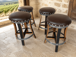 Whiskey & Wine Barrel DIY Bistro Kit — Table Top, Foot Rail & Stools