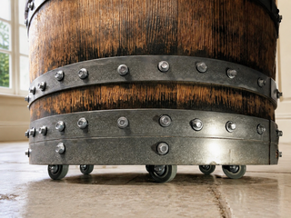 Whiskey & Wine Barrel Steel-Leg Table Set — 3 Chairs, Modern Build