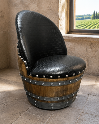 Whiskey & Wine Barrel Game Table Set — Poker Top and Dining Top Included, 6 Chairs (October Pre-Order)