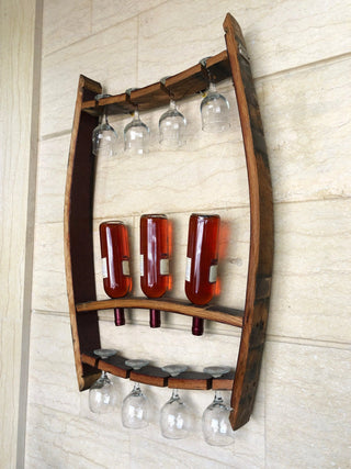 2 x Trio Pack: Wine Barrel Trio Bottle + Trio Glass Display - Oak Wood Wine Barrels. wine barrel coffee table barrel glass top wine barrel glass top whiskey barrel glass top bourbon barrel glass top barrel coffee table barrel wine rack wine barrel table whiskey barrel whiskey barrel table wine barrel handma