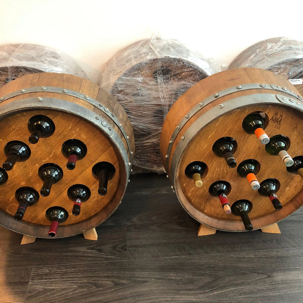 OBARREL 9-Bottle Barrel Display - BARREL FURNITURE - Oak Wood - Oak ...
