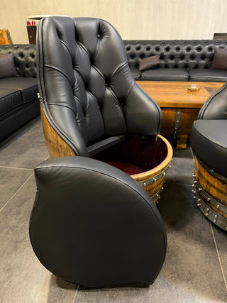 Bourbon Barrel office chair, side profile in studio