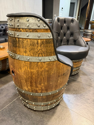 Wine Barrel chair, dimensional reference photo