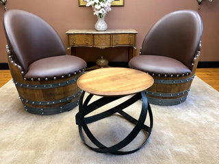 Barrel Hoop Table - Wine/Whiskey/Bourbon Barrel Table - Unique Center or Side Table - Rustic Handmade Home Decor Obarrel.com