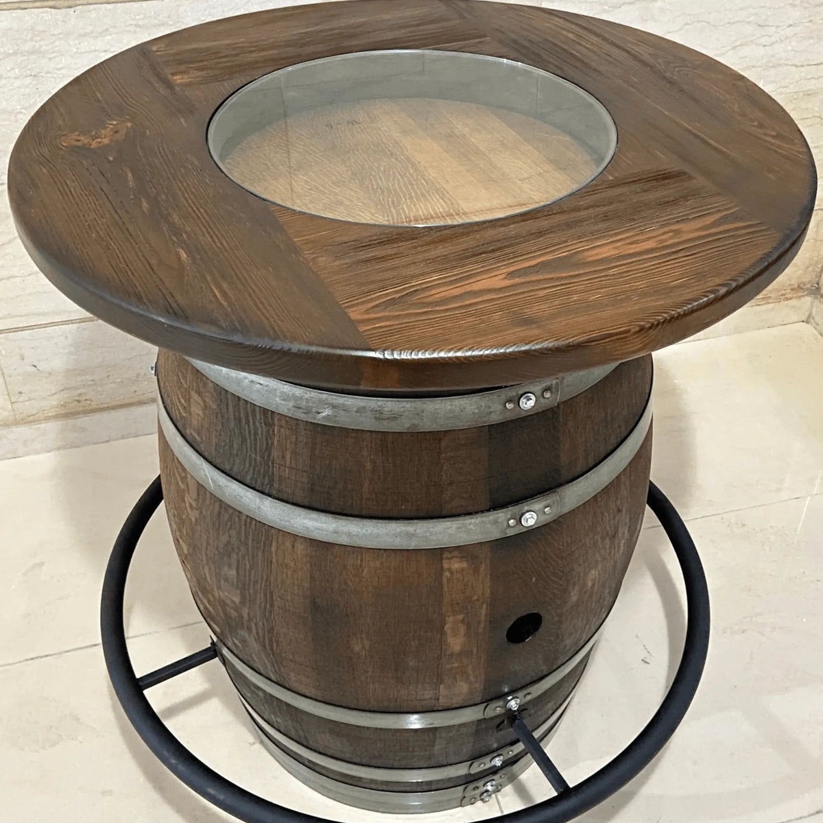 O Barrel Foot Rail (Wine, Whiskey, Bourbon Barrel Compatible) - - Oak ...