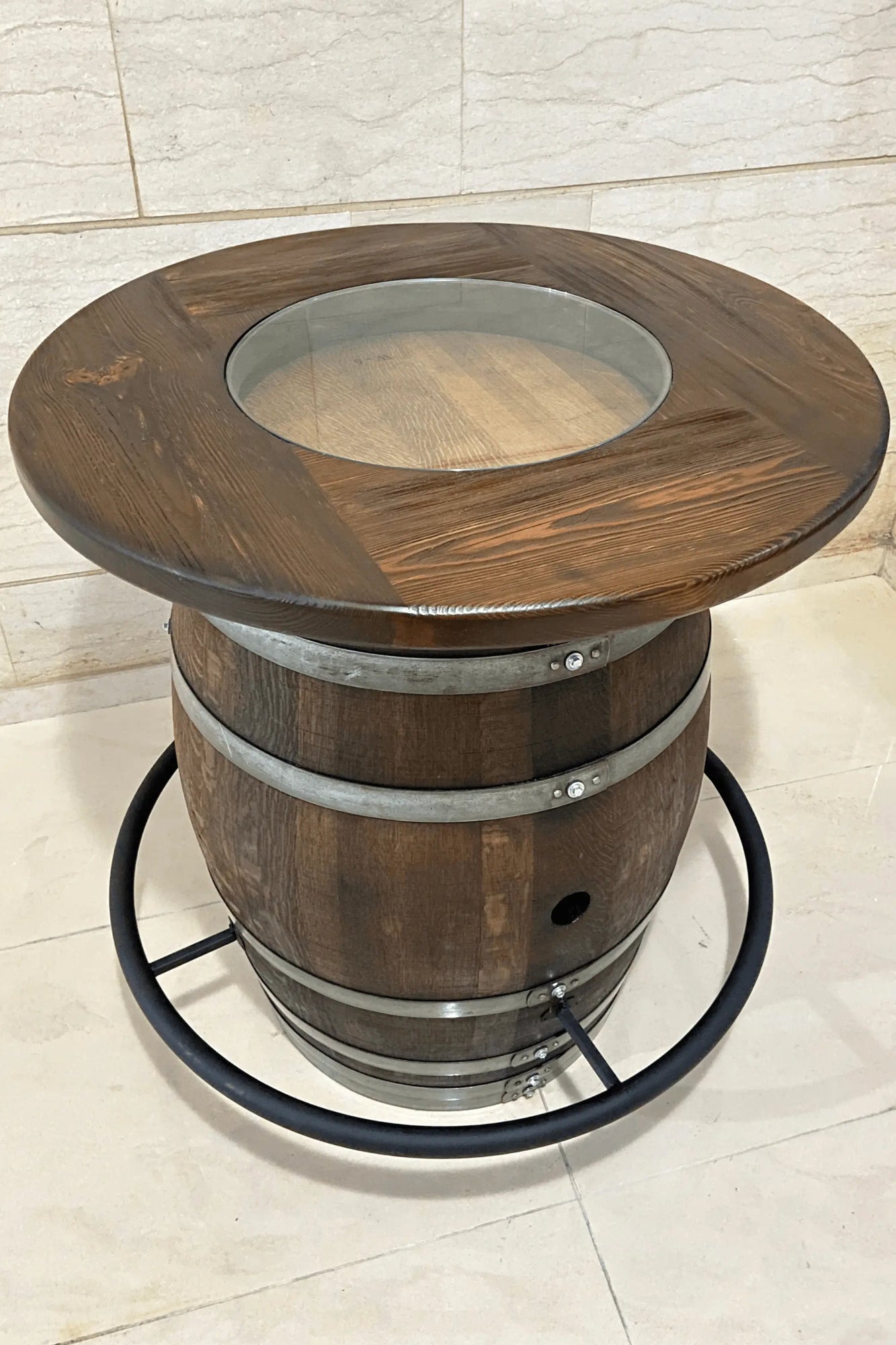 O Barrel Foot Rail (Wine, Whiskey, Bourbon Barrel Compatible) - - Oak ...
