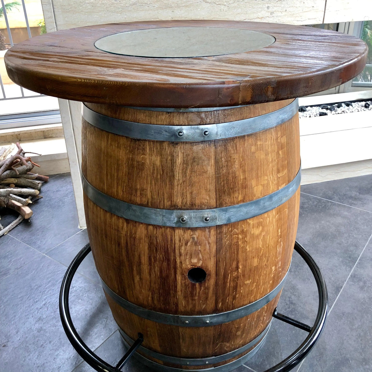O Barrel Foot Rail (Wine, Whiskey, Bourbon Barrel Compatible) Oak