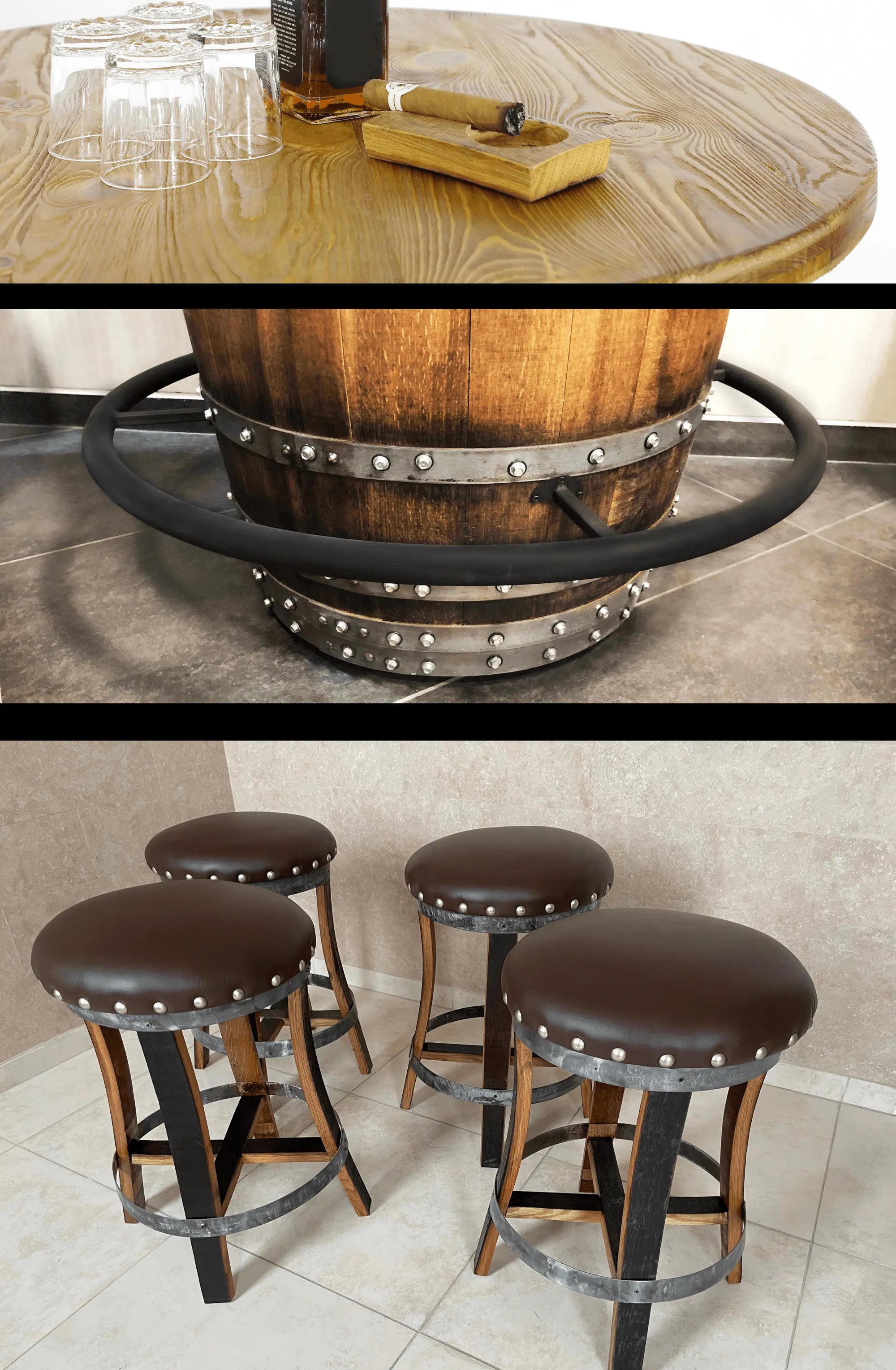 DIY Wine-Bourbon-Whiskey Bistro Kit (Barrel Not Included) - Oak Wood Wine Barrels. wine barrel coffee table barrel glass top wine barrel glass top whiskey barrel glass top bourbon barrel glass top barrel coffee table barrel wine rack wine barrel table whiskey barrel whiskey barrel table wine barrel handma